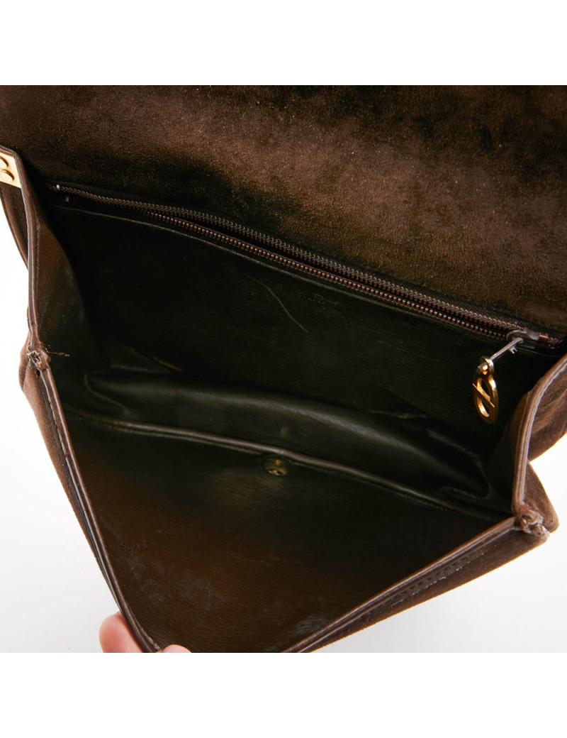 Sac DIOR Veau Velours Marron 