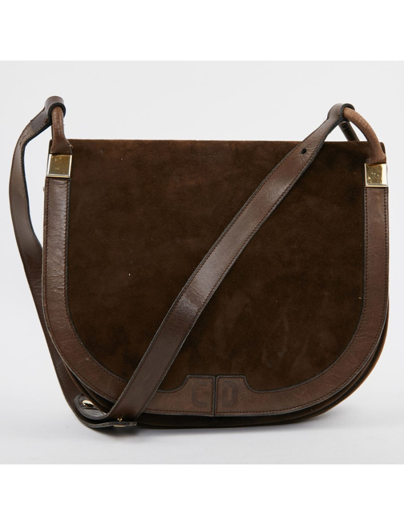 Sac DIOR Veau Velours Marron 