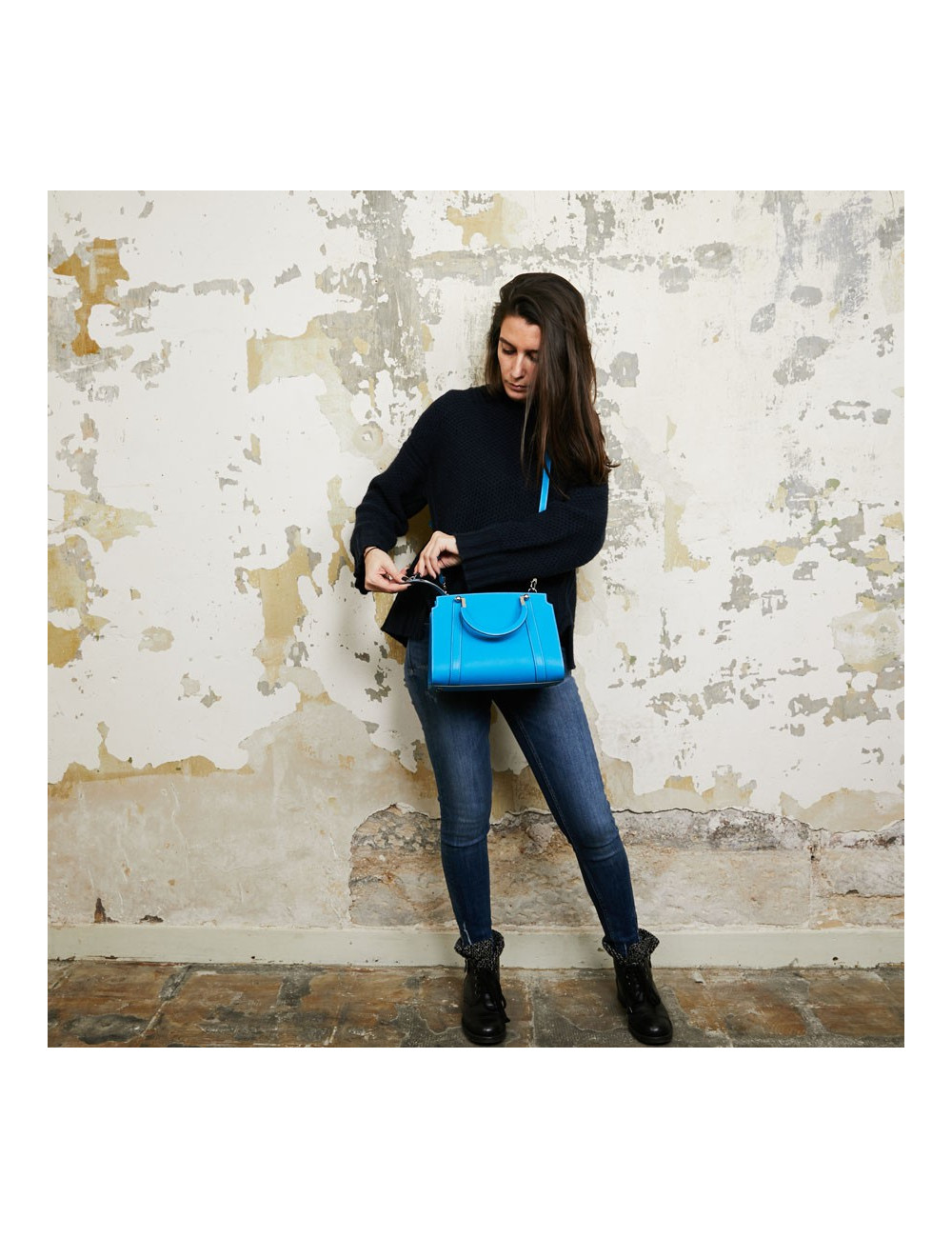  Sac MOYNAT Ballerine en cuir bleu