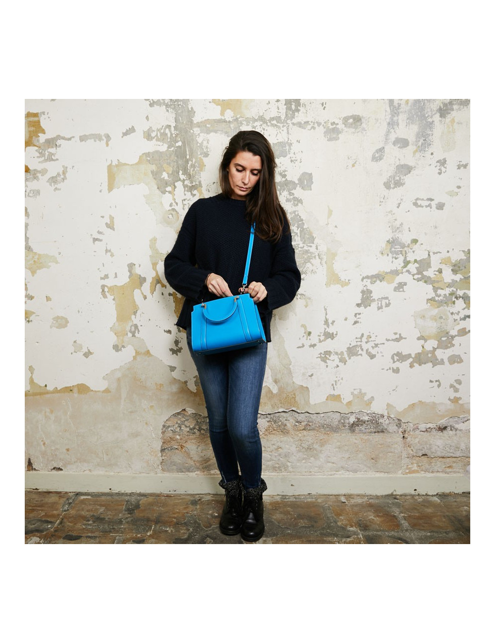  Sac MOYNAT Ballerine en cuir bleu