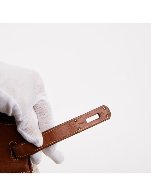 Birkin 30 toile écrue et cuir marron