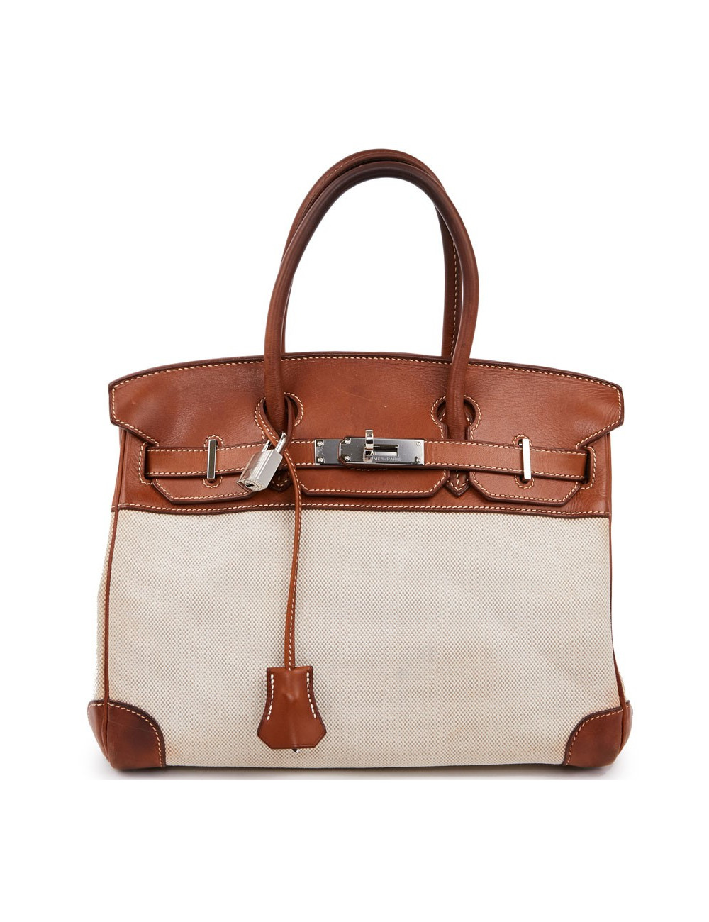 Birkin 30 toile écrue et cuir marron
