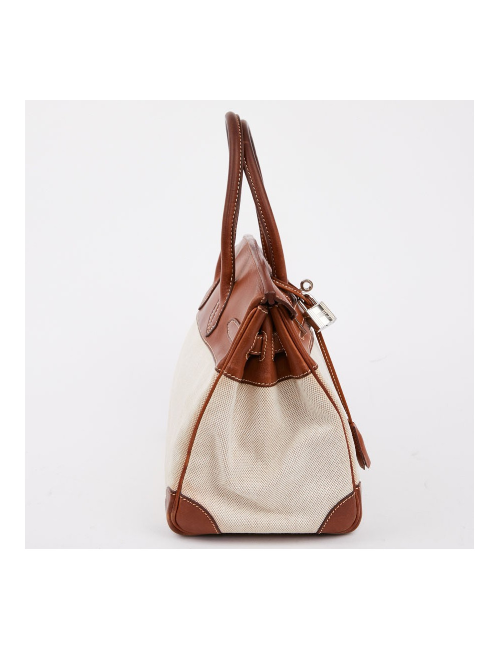 Birkin 30 toile écrue et cuir marron