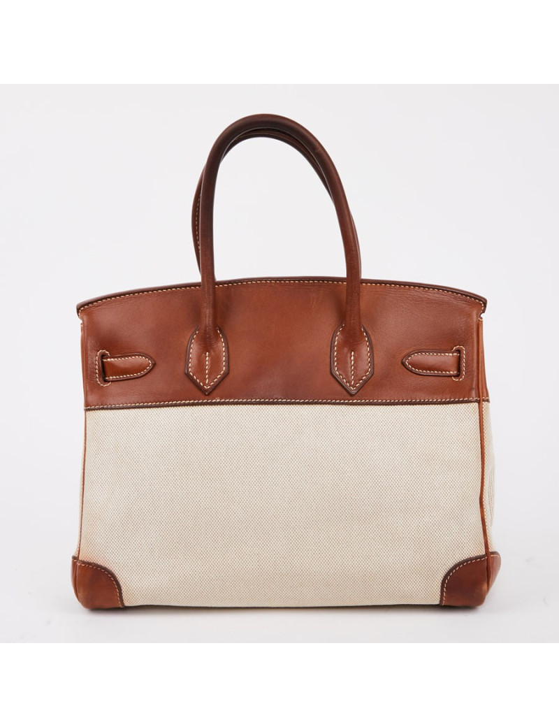 Birkin 30 toile écrue et cuir marron