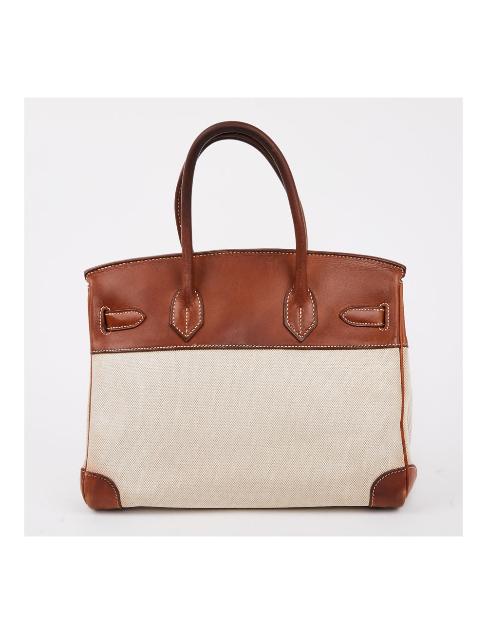 Birkin 30 toile écrue et cuir marron