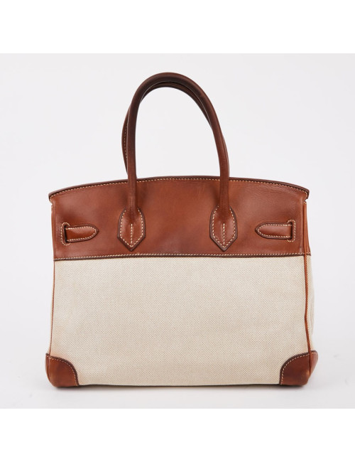 Birkin 30 toile écrue et cuir marron