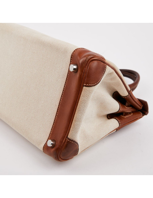 Birkin 30 toile écrue et cuir marron