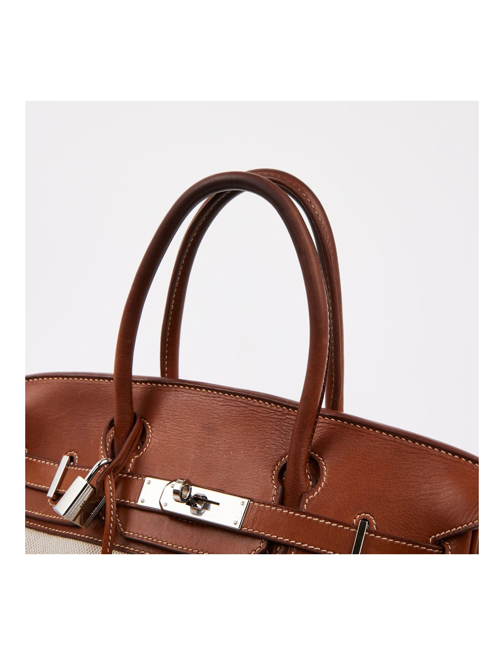 Birkin 30 toile écrue et cuir marron