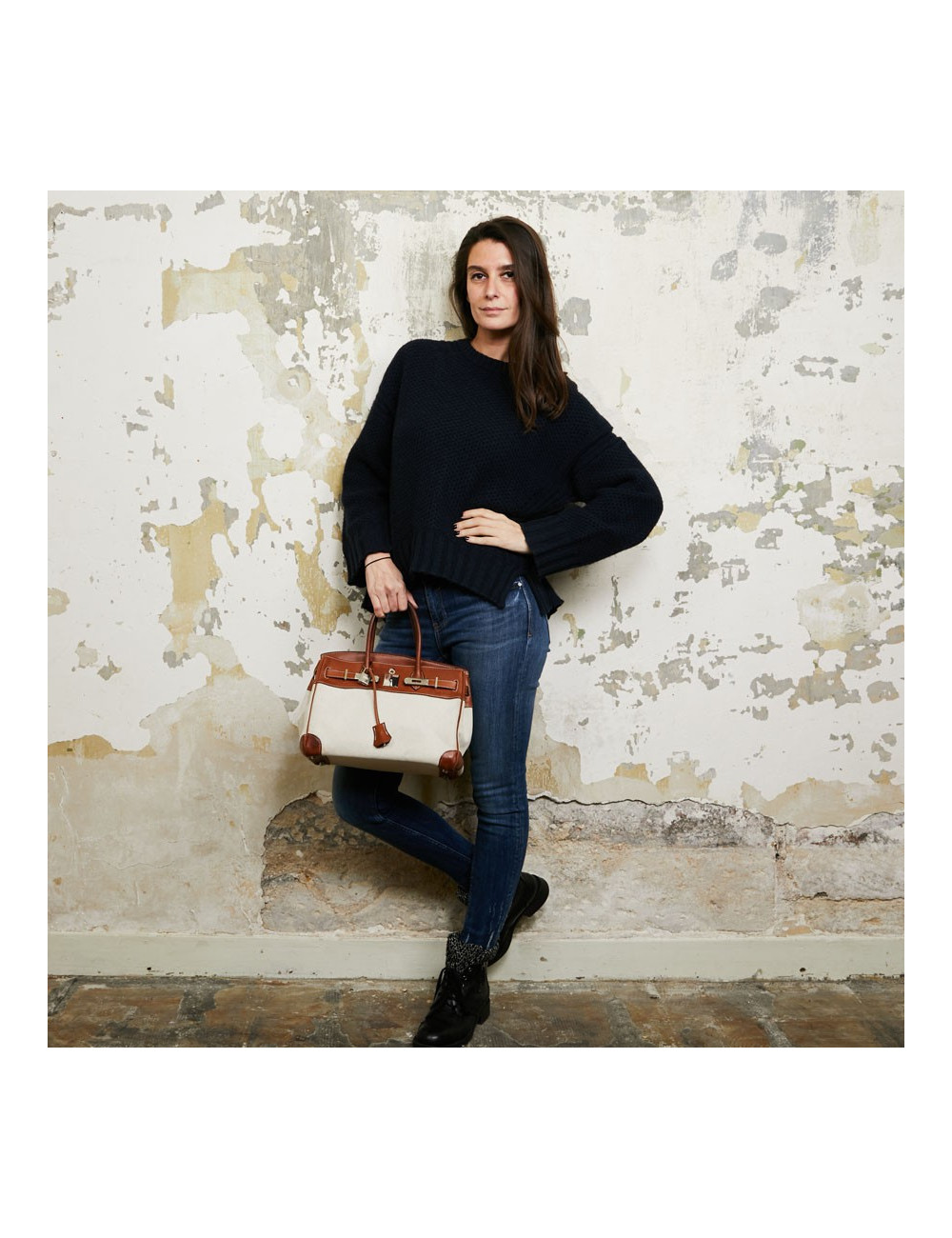 Birkin 30 toile écrue et cuir marron