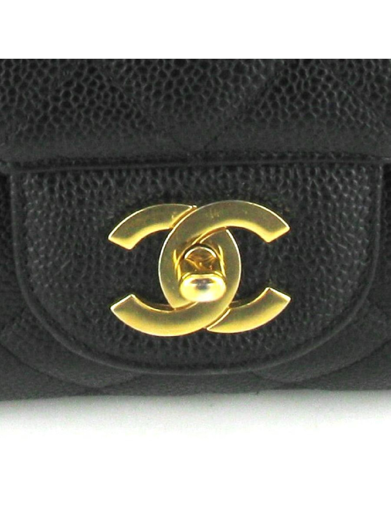 Timeless Jumbo CHANEL cuir caviar noir matelassé et bijouterie dorée