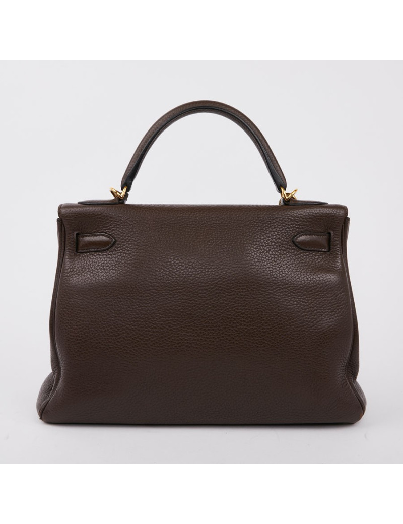 Kelly II HERMES en cuir taurillon clémence marron
