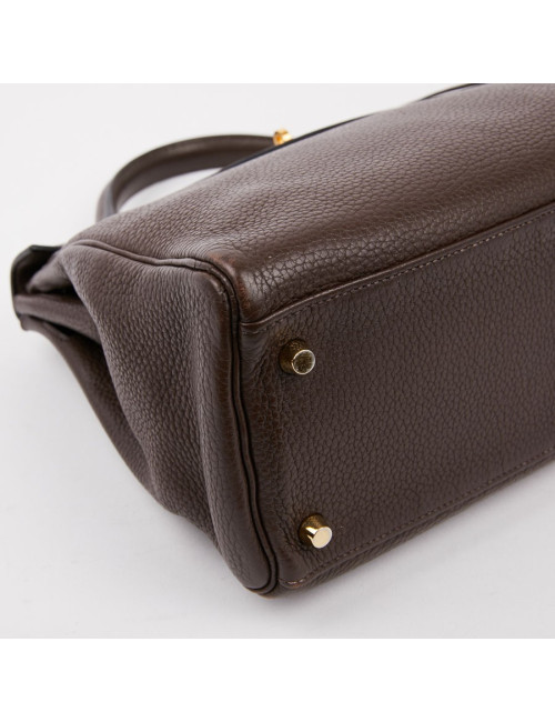 Kelly II HERMES en cuir taurillon clémence marron