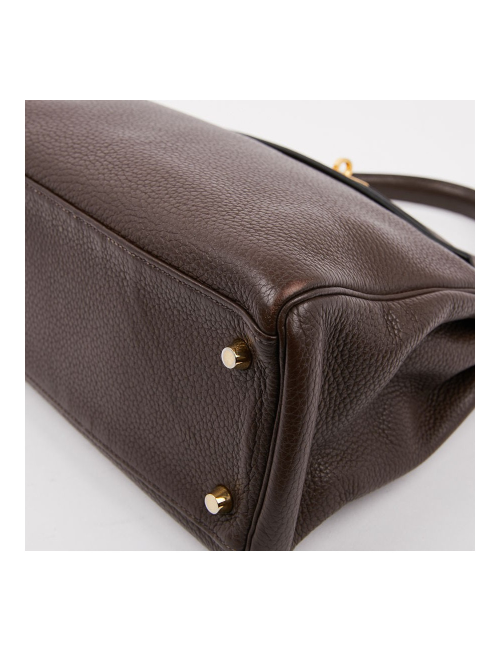 Kelly II HERMES en cuir taurillon clémence marron