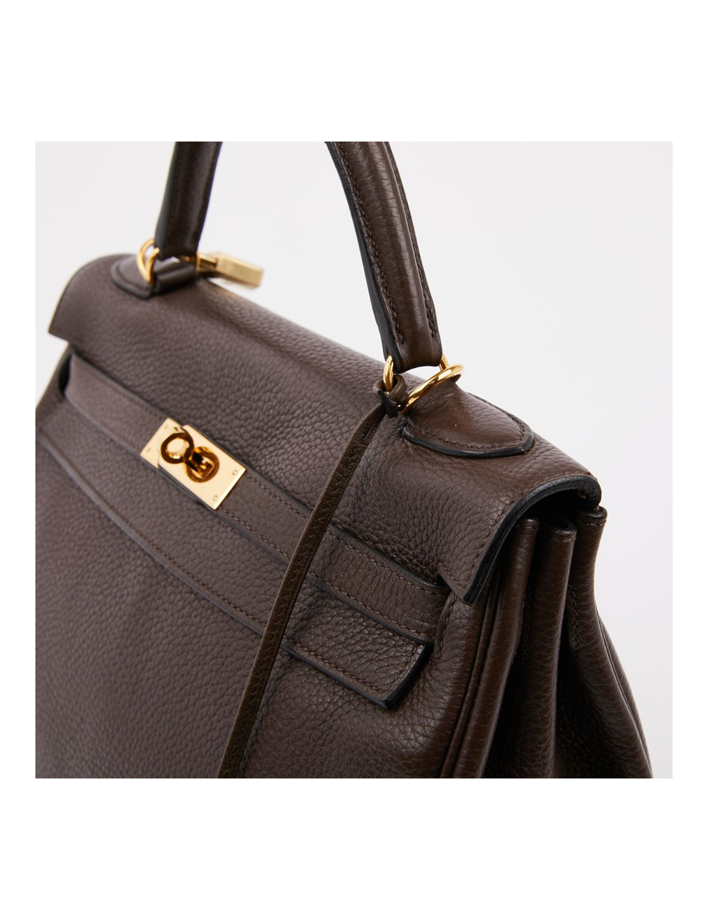Kelly II HERMES en cuir taurillon clémence marron