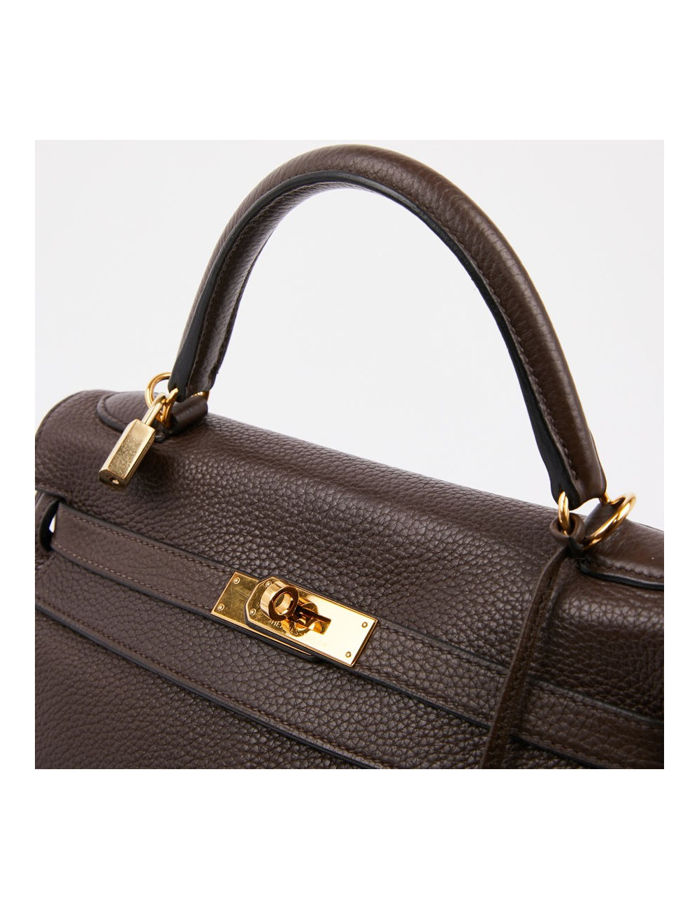 Kelly II HERMES en cuir taurillon clémence marron