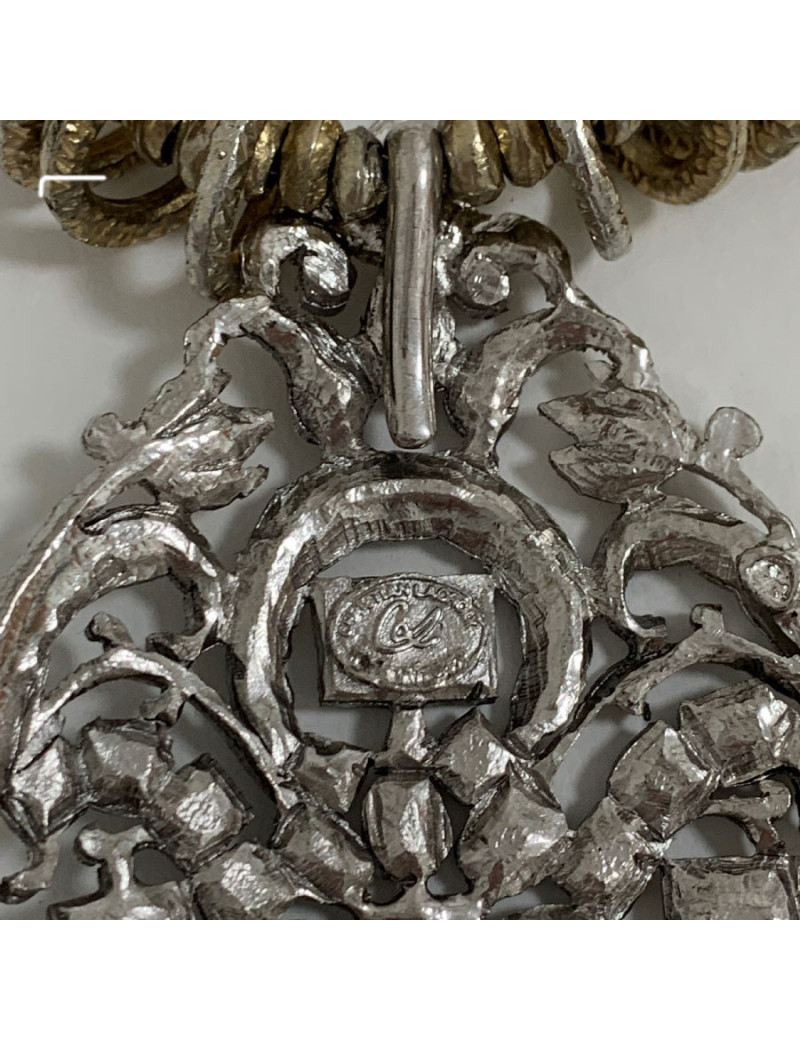 Long sautoir CHRISTIAN LACROIX doré et son pendentif argenté