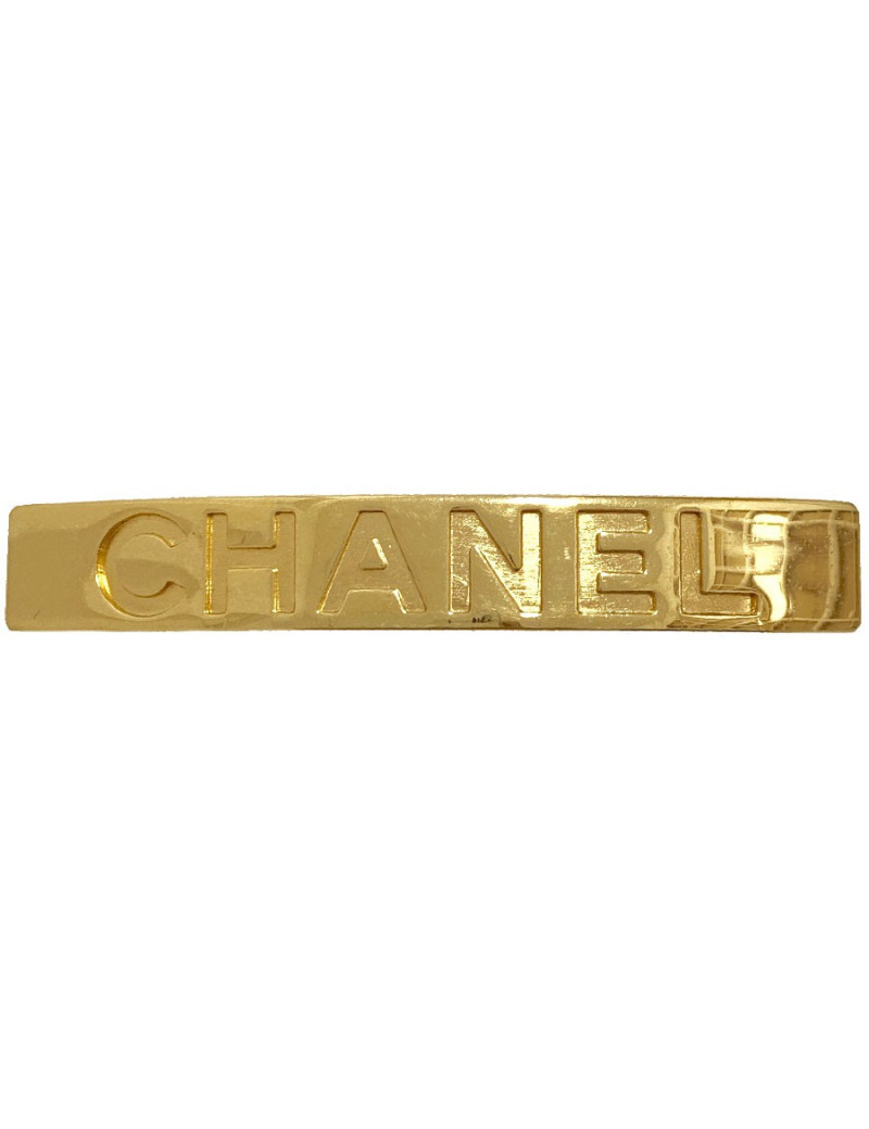 Barrette CHANEL dorée gravée C H A N E l