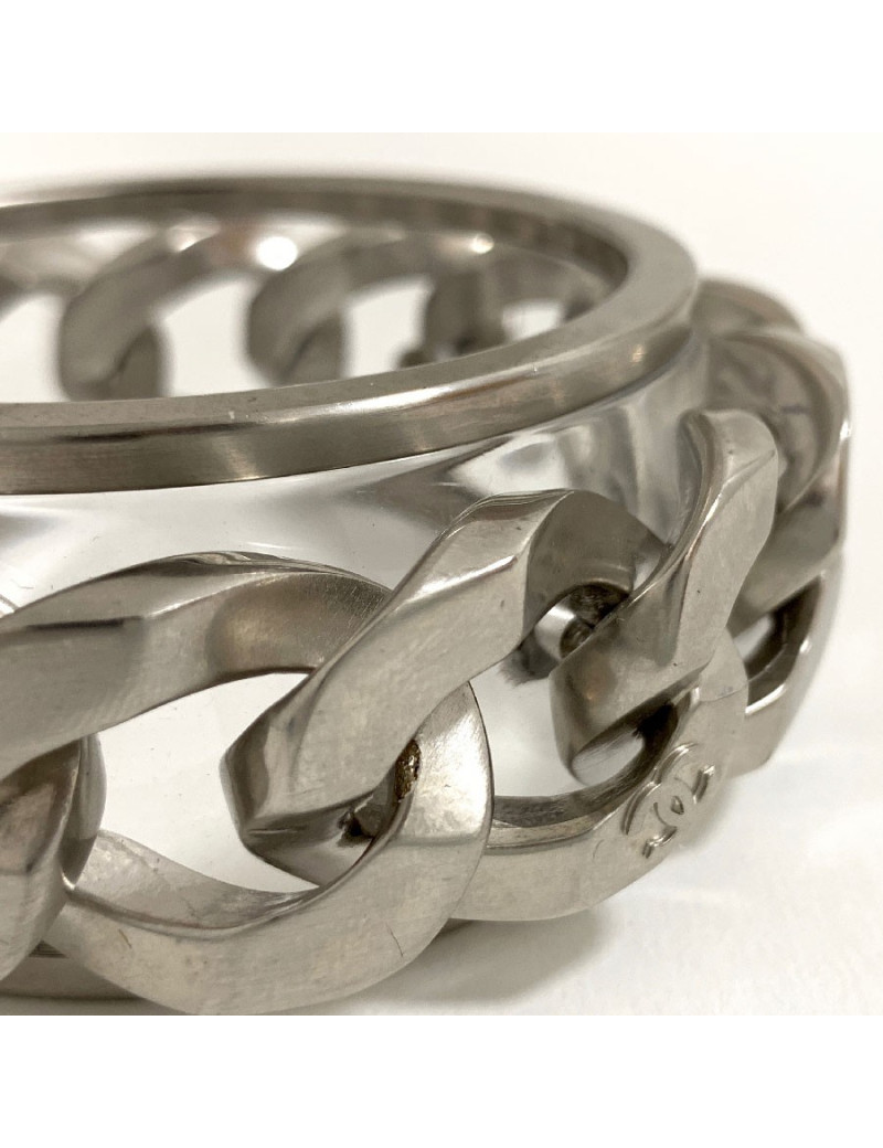 Bracelet transparent CHANEL et chaine argentée