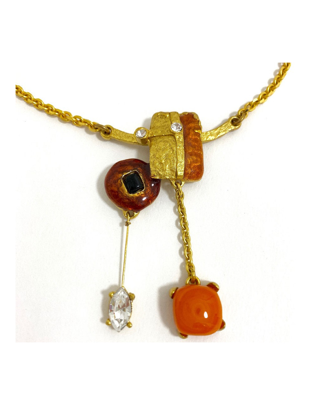 Parure bijou CHRISTIAN LACROIX collier et broche vintage