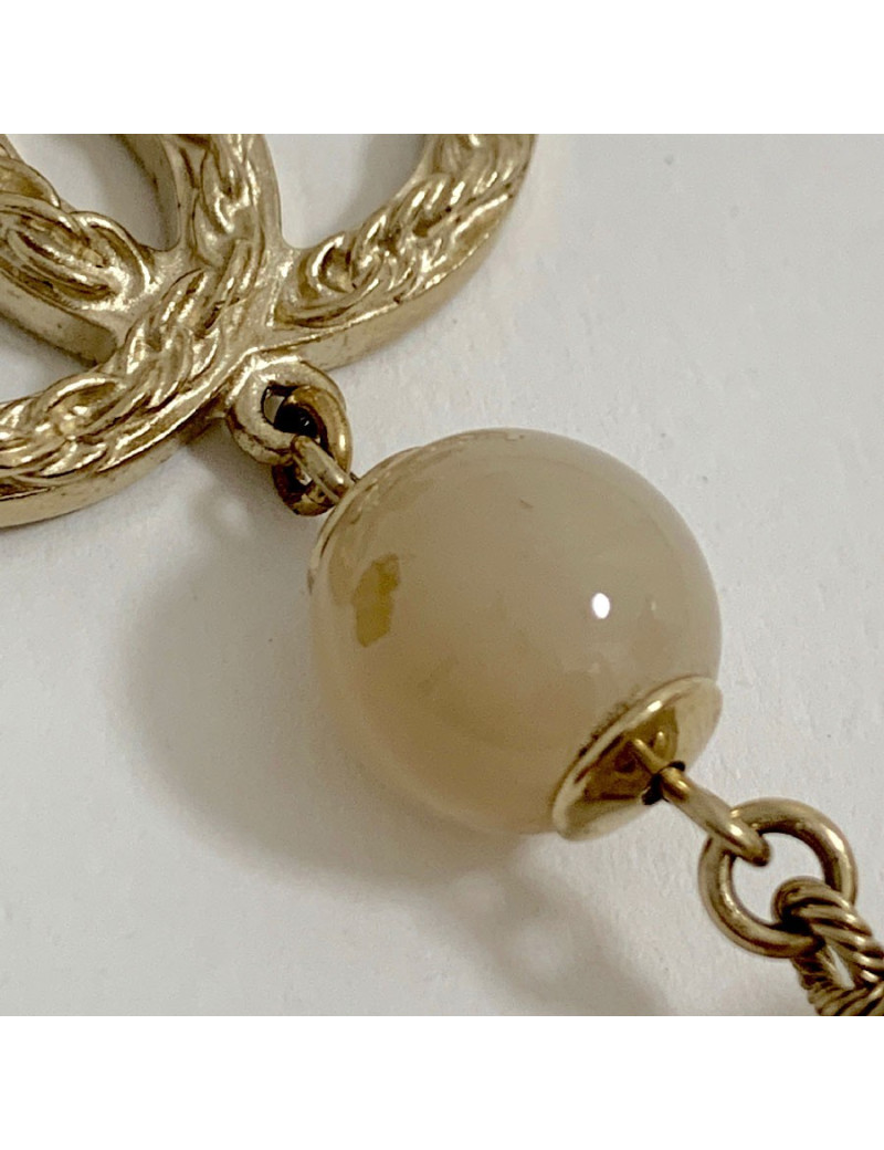 Sautoir multichaines  CHANEL perles nacrées rose  et transparent 