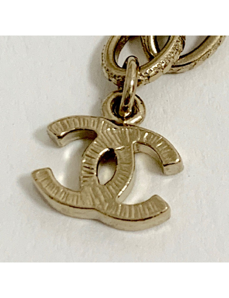 Sautoir CHANEL multichaines perles nacrées rose et transparent 