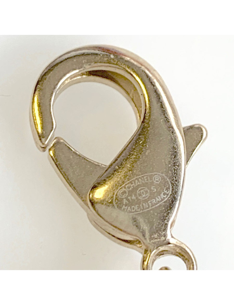 Sautoir CHANEL multichaines perles nacrées rose et transparent 