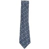 Cravate feuille HERMES en soie bleu gris