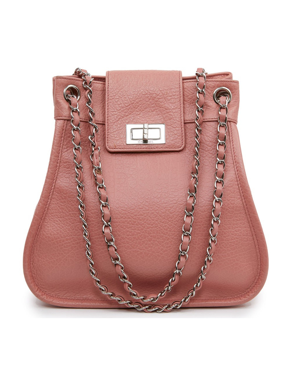 Sac CHANEL en cuir grainé vieux rose