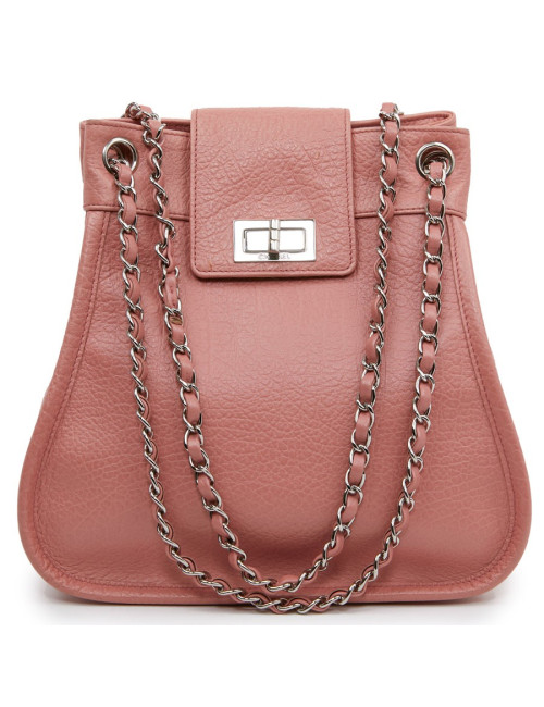 Sac CHANEL en cuir grainé vieux rose
