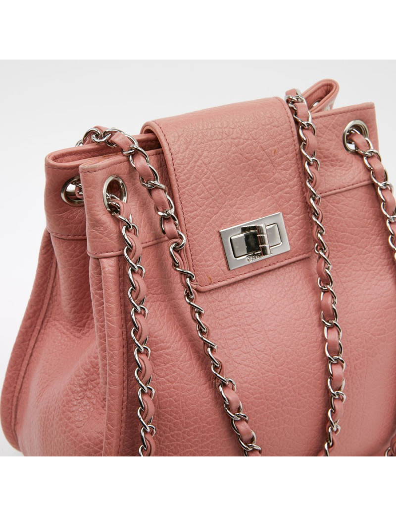 Sac CHANEL en cuir grainé vieux rose
