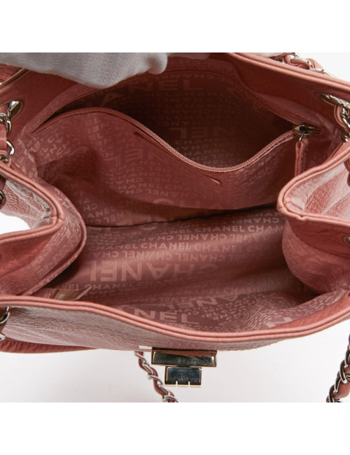 Sac CHANEL en cuir grainé vieux rose