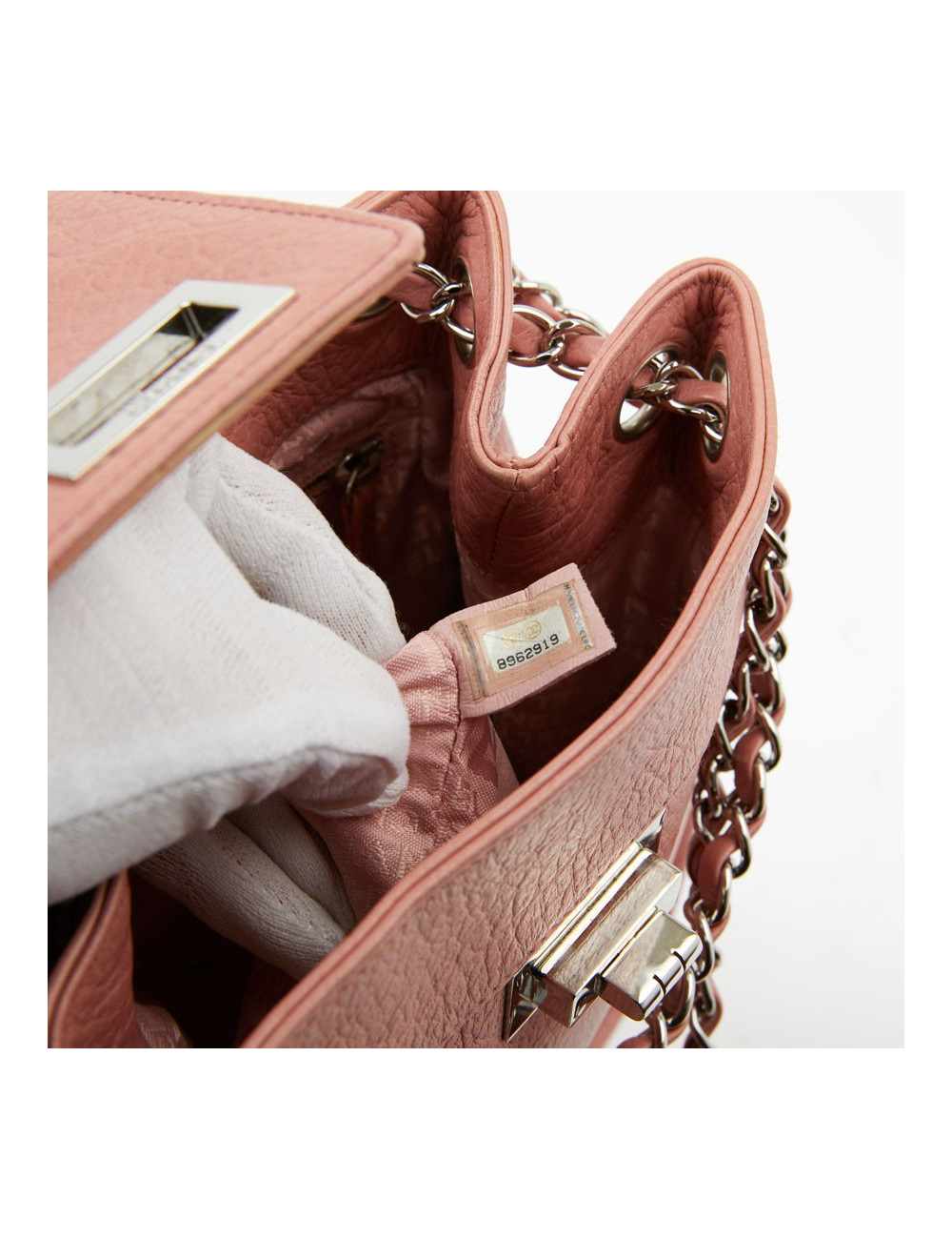 Sac CHANEL en cuir grainé vieux rose