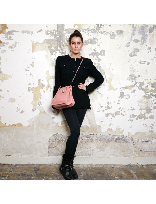 Sac CHANEL en cuir grainé vieux rose