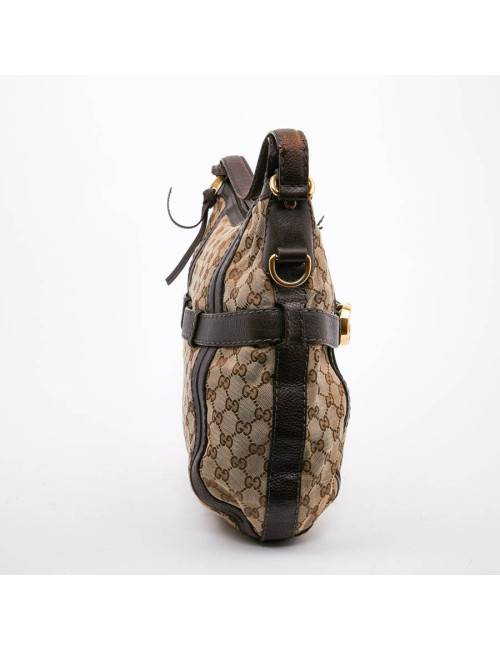 Sac bandoulière GUCCI toile monogram et cuir marron