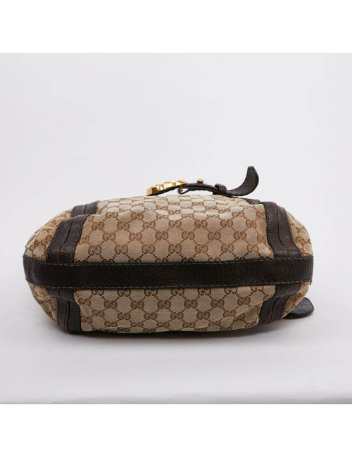 Sac bandoulière GUCCI toile monogram et cuir marron
