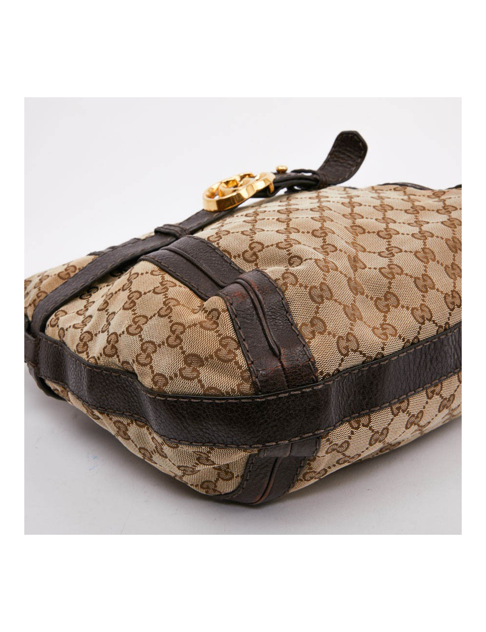 Sac bandoulière GUCCI toile monogram et cuir marron