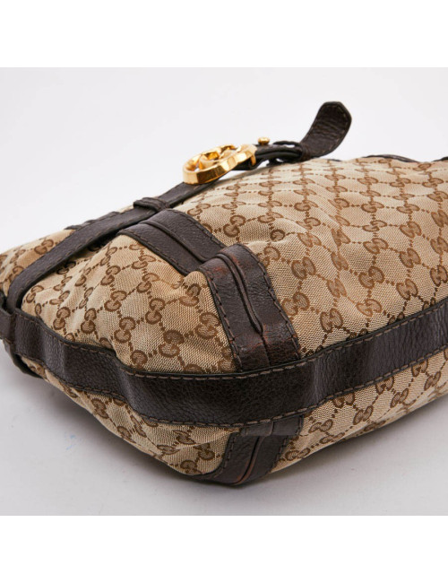 Sac bandoulière GUCCI toile monogram et cuir marron