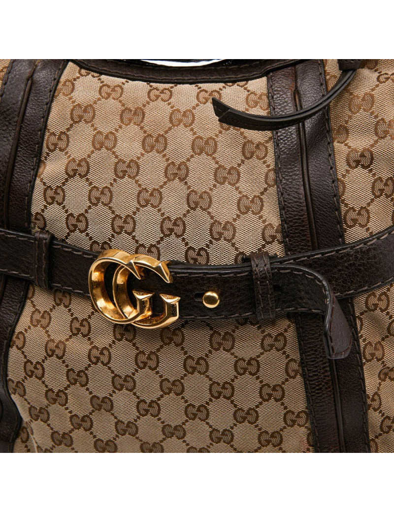 Sac bandoulière GUCCI toile monogram et cuir marron