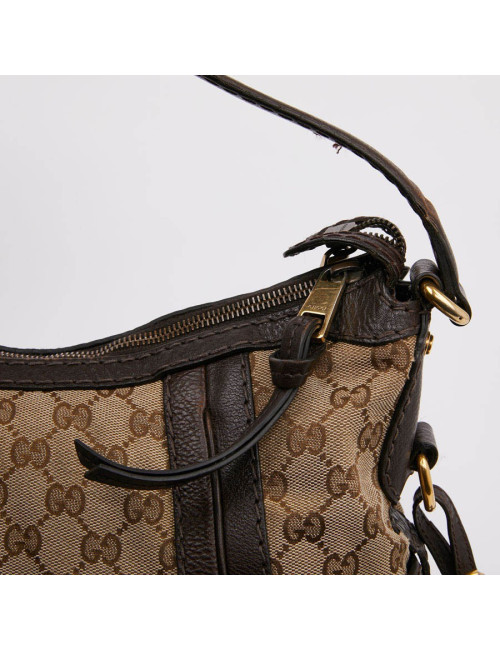 Sac bandoulière GUCCI toile monogram et cuir marron
