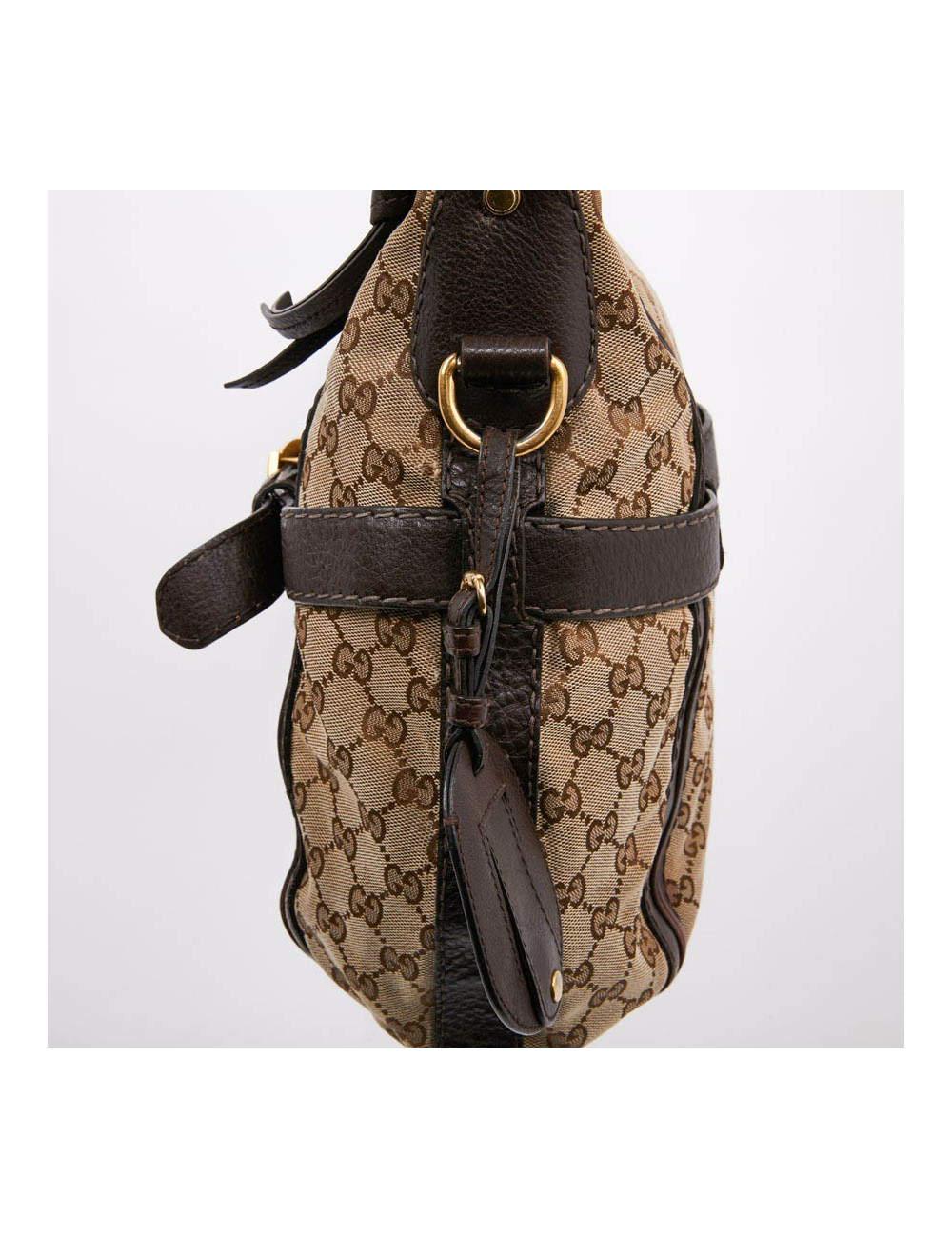 Sac bandoulière GUCCI toile monogram et cuir marron