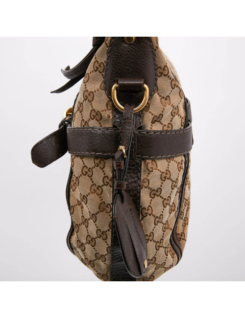 Sac bandoulière GUCCI toile monogram et cuir marron