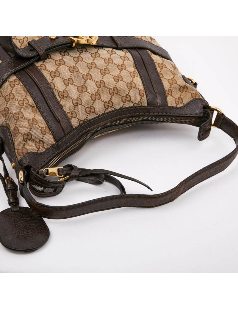 Sac bandoulière GUCCI toile monogram et cuir marron