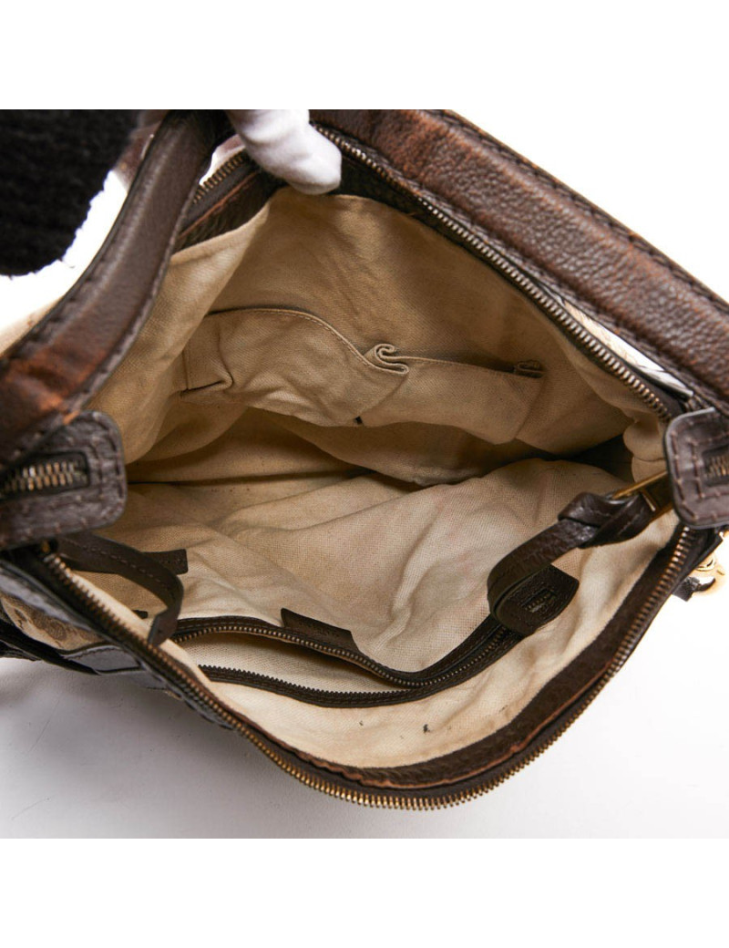 Sac bandoulière GUCCI toile monogram et cuir marron