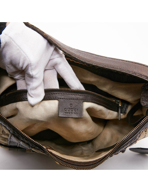 Sac bandoulière GUCCI toile monogram et cuir marron