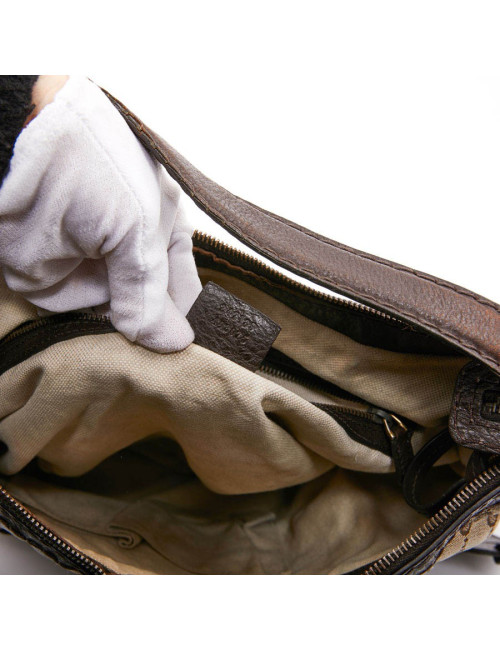 Sac bandoulière GUCCI toile monogram et cuir marron