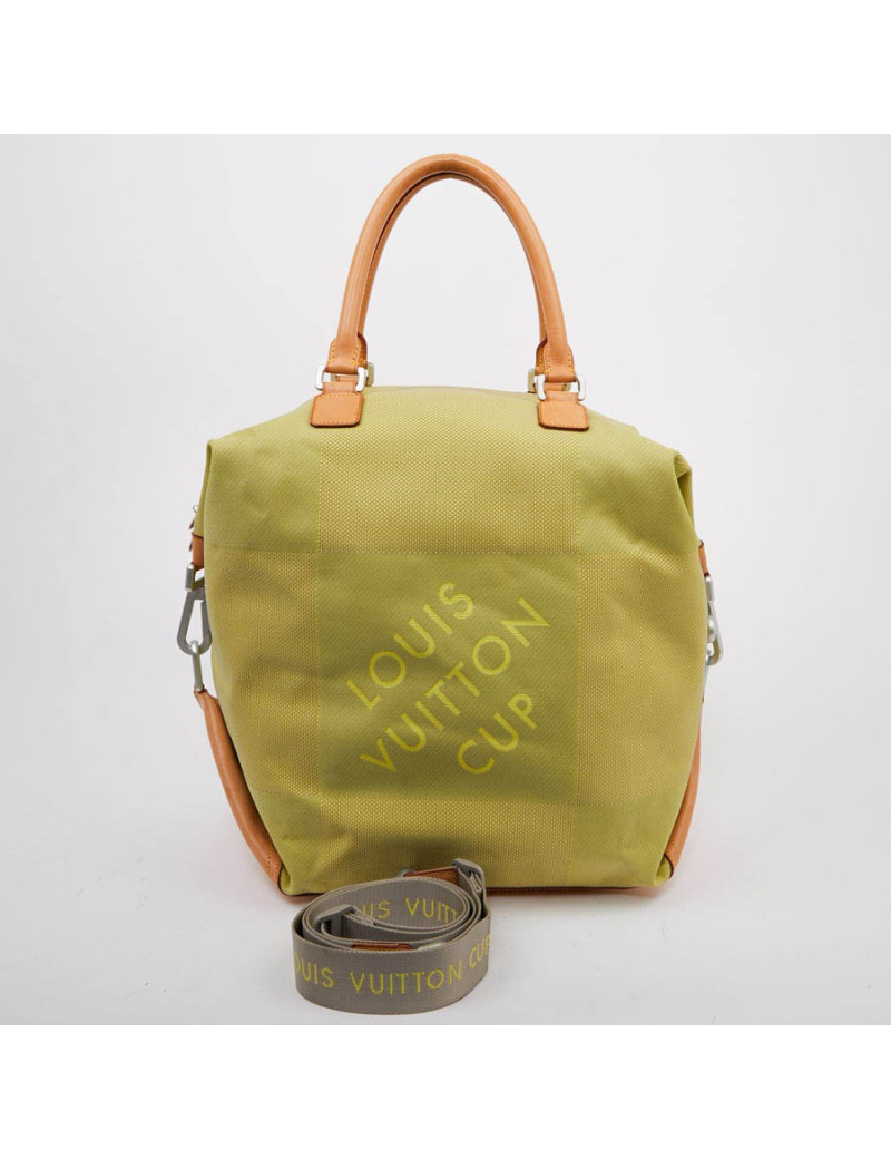 Sac de voyage LOUIS VUITTON CUP toile et cuir de vachette naturel