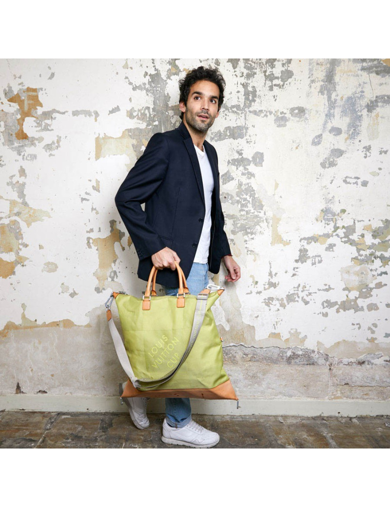 Sac de voyage LOUIS VUITTON CUP toile et cuir de vachette naturel