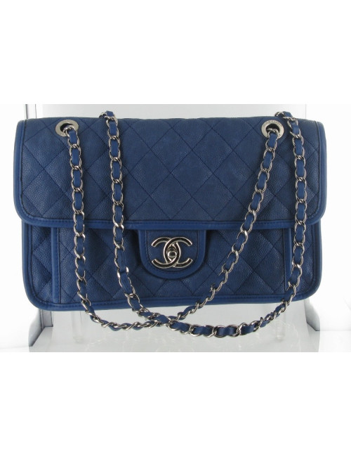 Blue grained leather CHANEL bag