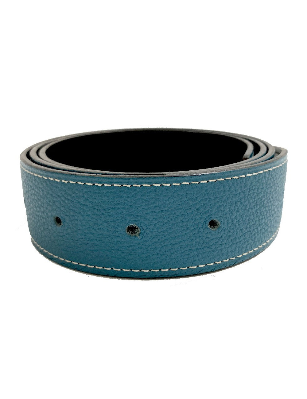 Ceinture tT 80 HERMES reversible box noir et togo bleu