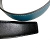 Cuir de ceinture HERMES T80 réversible box noir et togo bleu